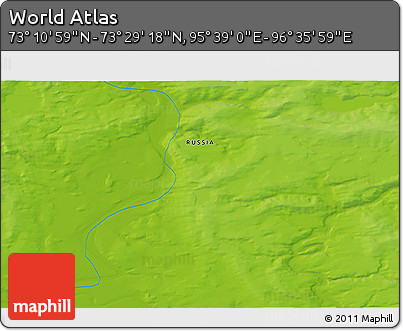 Physical 3D Map of the Area around 73° 20' 8" N, 96° 7' 30" E