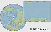 Savanna Style Location Map of the area around 73° 36' 29" N, 26° 25' 29" E, hill shading