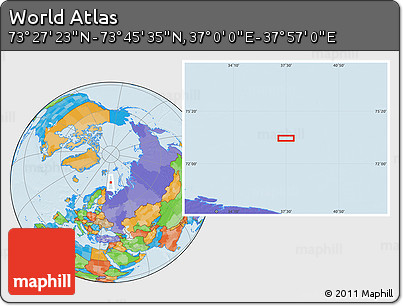 Political Location Map of the Area around 73° 36' 29" N, 37° 28' 30" E