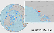 Gray Location Map of the area around 73° 36' 29" N, 55° 10' 29" W, hill shading