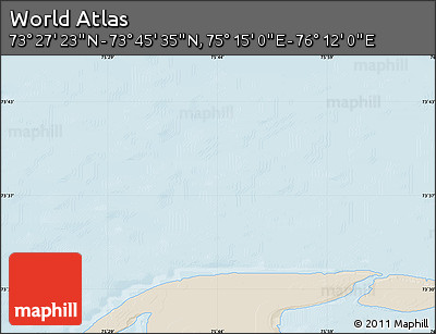 Shaded Relief Map of the Area around 73° 36' 29" N, 75° 43' 29" E