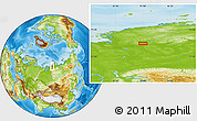 Physical Location Map of the area around 73° 36' 29" N, 91° 1' 30" E