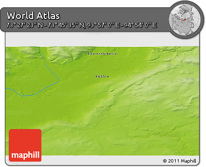 Physical 3D Map of the Area around 73° 36' 29" N, 94° 25' 30" E
