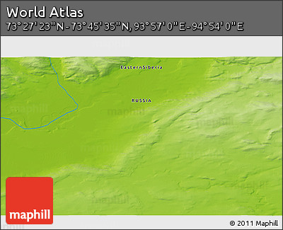 Physical 3D Map of the Area around 73° 36' 29" N, 94° 25' 30" E