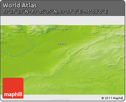 Physical 3D Map of the Area around 73° 36' 29" N, 94° 25' 30" E