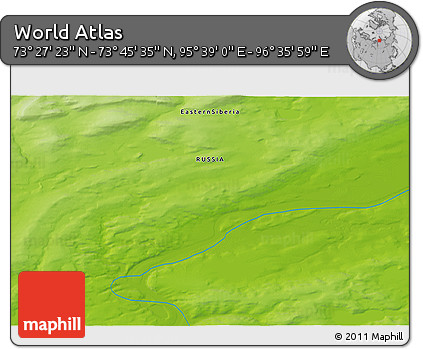 Physical 3D Map of the Area around 73° 36' 29" N, 96° 7' 30" E