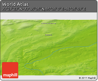 Physical 3D Map of the Area around 73° 36' 29" N, 96° 7' 30" E