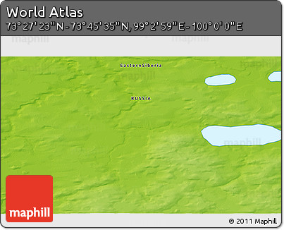 Physical 3D Map of the Area around 73° 36' 29" N, 99° 31' 30" E