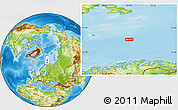 Physical Location Map of the area around 73° 52' 43" N, 23° 52' 30" E