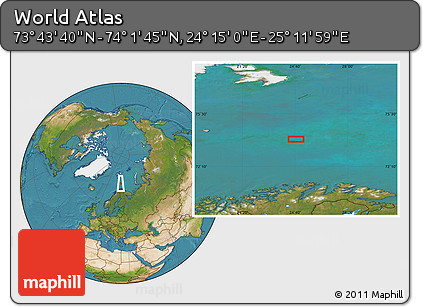 Satellite Location Map of the Area around 73° 52' 43" N, 24° 43' 30" E
