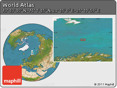 Satellite Location Map of the Area around 73° 52' 43" N, 24° 43' 30" E