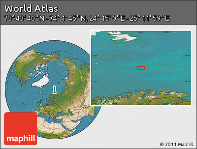 Satellite Location Map of the Area around 73° 52' 43" N, 24° 43' 30" E