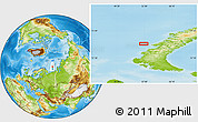 Physical Location Map of the area around 73° 52' 43" N, 52° 46' 29" E