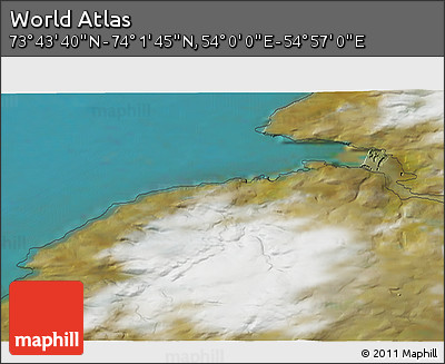 Satellite 3D Map of the Area around 73° 52' 43" N, 54° 28' 30" E
