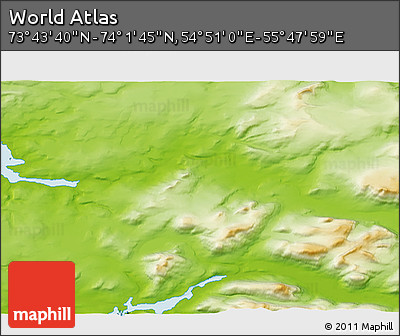 Physical 3D Map of the Area around 73° 52' 43" N, 55° 19' 30" E