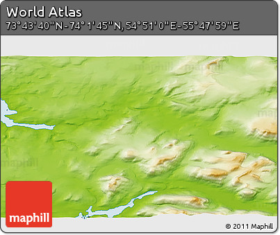Physical 3D Map of the Area around 73° 52' 43" N, 55° 19' 30" E