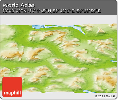 Physical 3D Map of the Area around 73° 52' 43" N, 56° 10' 29" E