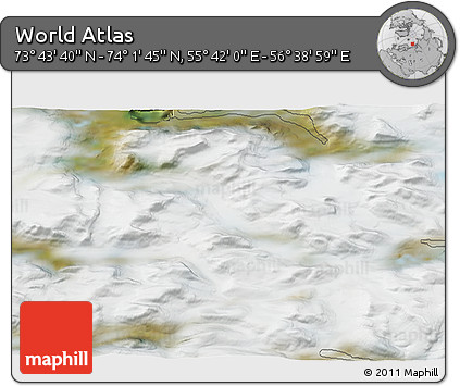 Satellite 3D Map of the Area around 73° 52' 43" N, 56° 10' 29" E