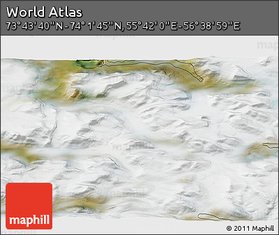 Satellite 3D Map of the Area around 73° 52' 43" N, 56° 10' 29" E