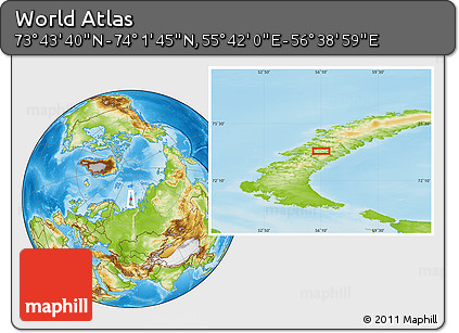 Physical Location Map of the Area around 73° 52' 43" N, 56° 10' 29" E