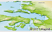 Physical 3D Map of the area around 73° 52' 43" N, 56° 1' 29" W