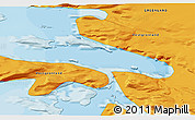 Political 3D Map of the area around 73° 52' 43" N, 56° 1' 29" W