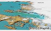 Satellite 3D Map of the area around 73° 52' 43" N, 56° 1' 29" W