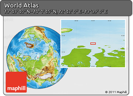 Physical Location Map of the Area around 73° 52' 43" N, 73° 10' 30" E