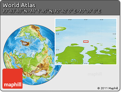 Physical Location Map of the Area around 73° 52' 43" N, 73° 10' 30" E