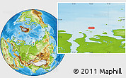 Physical Location Map of the area around 73° 52' 43" N, 76° 34' 29" E