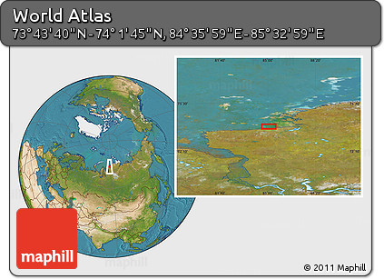 Satellite Location Map of the Area around 73° 52' 43" N, 85° 4' 29" E