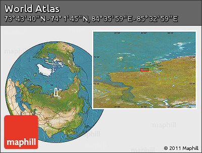 Satellite Location Map of the Area around 73° 52' 43" N, 85° 4' 29" E