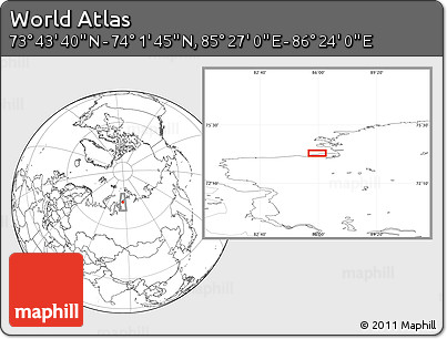 Blank Location Map of the Area around 73° 52' 43" N, 85° 55' 30" E