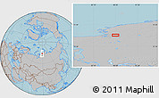 Gray Location Map of the area around 73° 52' 43" N, 88° 28' 29" E, hill shading