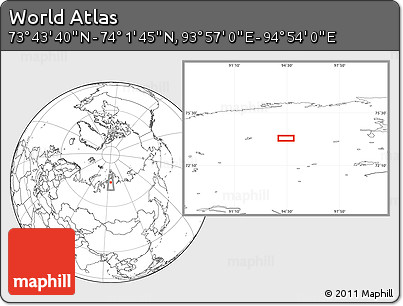Blank Location Map of the Area around 73° 52' 43" N, 94° 25' 30" E