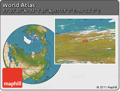 Satellite Location Map of the Area around 73° 52' 43" N, 94° 25' 30" E