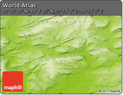 Physical Map of the Area around 73° 52' 43" N, 94° 25' 30" E
