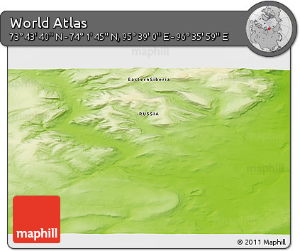 Physical 3D Map of the Area around 73° 52' 43" N, 96° 7' 30" E