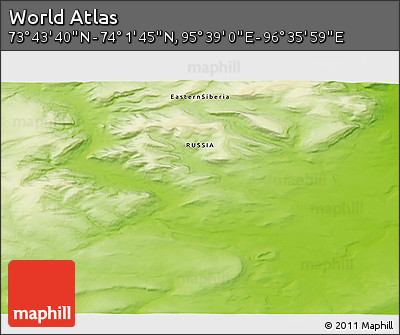 Physical 3D Map of the Area around 73° 52' 43" N, 96° 7' 30" E