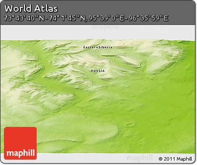 Physical 3D Map of the Area around 73° 52' 43" N, 96° 7' 30" E