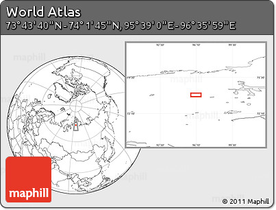 Blank Location Map of the Area around 73° 52' 43" N, 96° 7' 30" E
