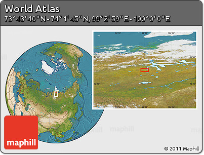 Satellite Location Map of the Area around 73° 52' 43" N, 99° 31' 30" E