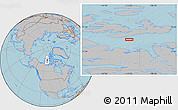 Gray Location Map of the area around 74° 8' 51" N, 111° 16' 30" W, hill shading