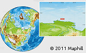 Physical Location Map of the area around 74° 8' 51" N, 125° 52' 30" E