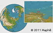 Satellite Location Map of the area around 74° 8' 51" N, 127° 34' 30" E
