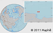 Gray Location Map of the area around 74° 8' 51" N, 130° 7' 30" E, hill shading