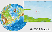 Physical Location Map of the area around 74° 8' 51" N, 153° 55' 30" E