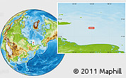 Physical Location Map of the area around 74° 8' 51" N, 154° 46' 30" E