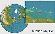 Satellite Location Map of the area around 74° 8' 51" N, 155° 37' 30" E