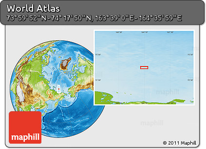 Physical Location Map of the Area around 74° 8' 51" N, 164° 7' 30" E